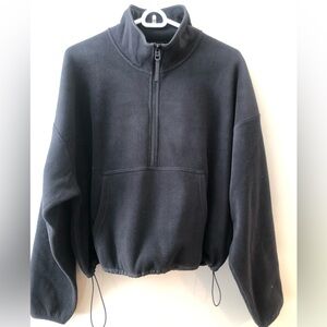 Fabletics cozy black fleece jacket w/drawstring waist. New with tag
